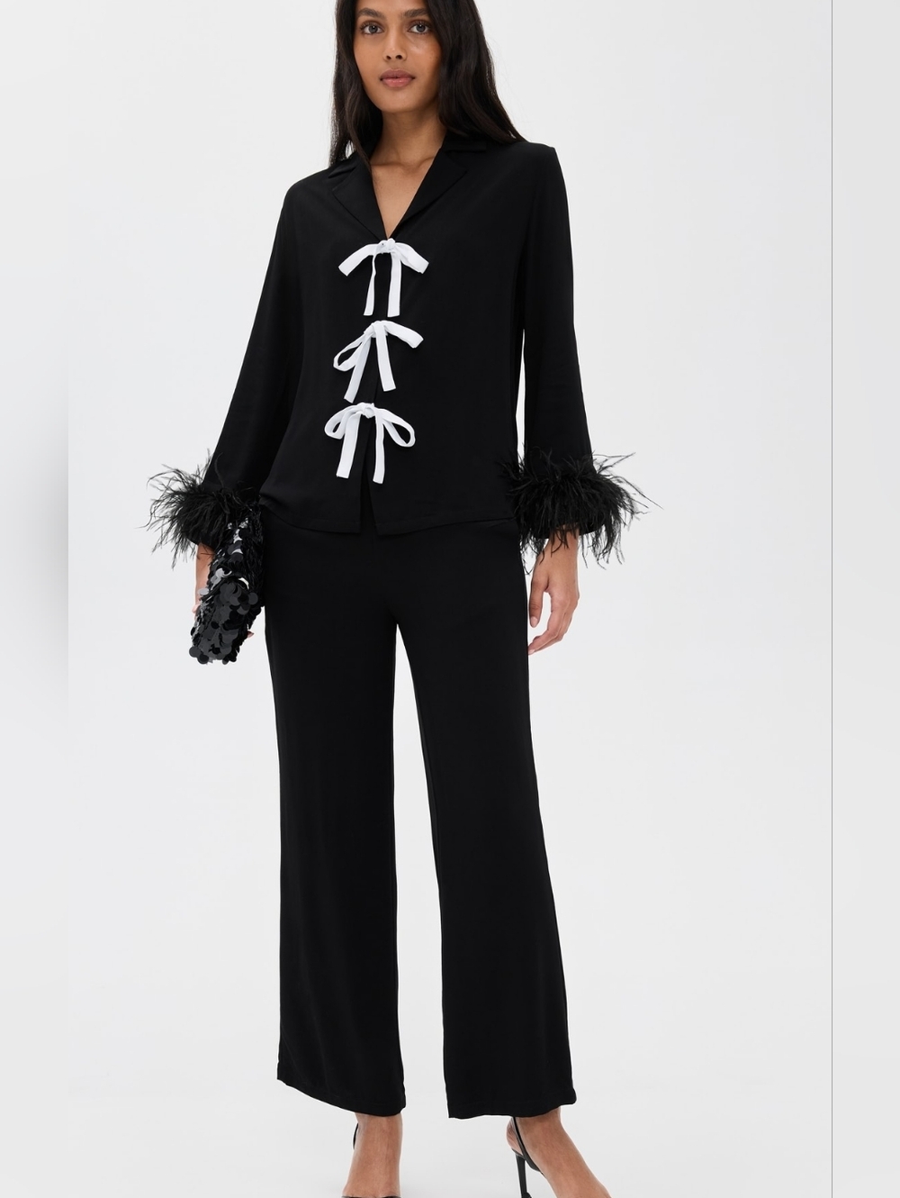 Sleeper The Bow Party Pajama Set with Detachable Feathers